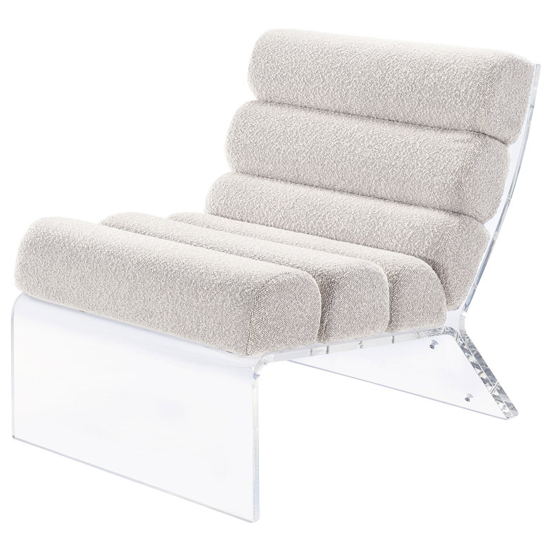 Freeman Boucle Upholstered Armless Acrylic Chair, Ivory