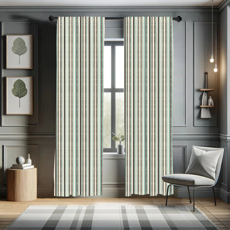 Striped Semi-Sheer Rod Pocket Curtain Panels, 28" x 63"