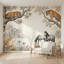 Décoration murale amovible fond blanc feuilles dorées-783491732-783491743