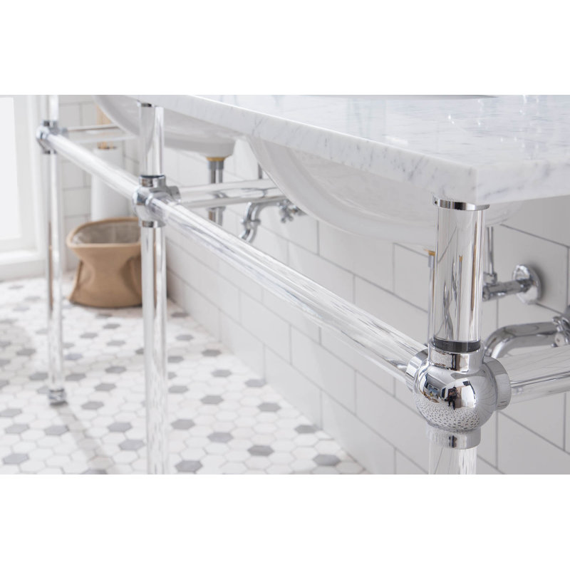 Empire Stone Oval Console Bathroom Sink with Faucet and Overflow, Chrome