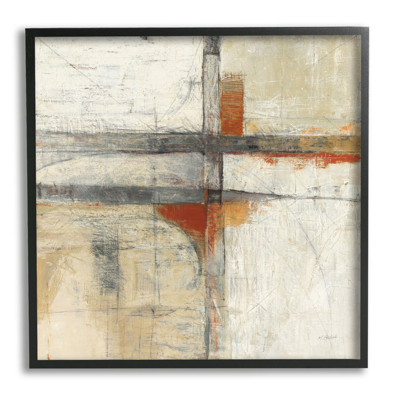 «Rustic Beige Abstraction», reproduction sur bois encadrée, Giclée encadrée noir minuit, H 24 po x l 24 po x P 1,5 po