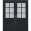 Portes doubles françaises intérieures en verre dépoli Veregio 7339 Anthracite, cadre en bois massif, moulures, portes robustes pour placard ou chambre à coucher, 48 po x 80 po (2 x 24 x 80)