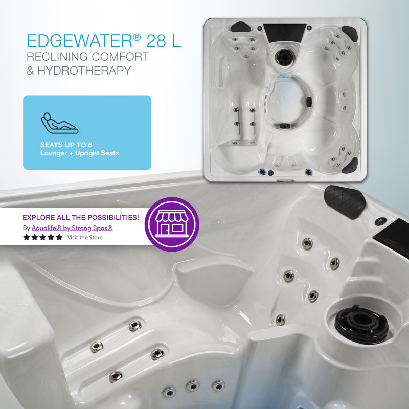 Edgewater® 5-6 Person 28-Jet Lounger Plug and Play Hot Tub with Ozonator and LED Lighting