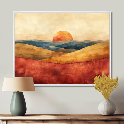 Red Yellow Abstract Mountain Landscapes - Countryside Wall Decor