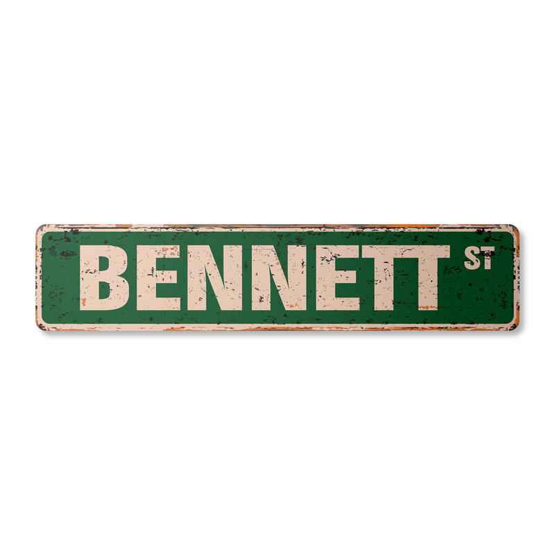 Bennett Street Sign Aluminum 4" X 18"