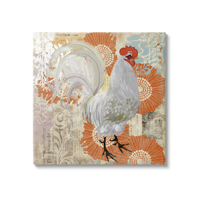 «Floral Chicken Kitchen Collage» par Evelia Designs, impression sur toile tendue