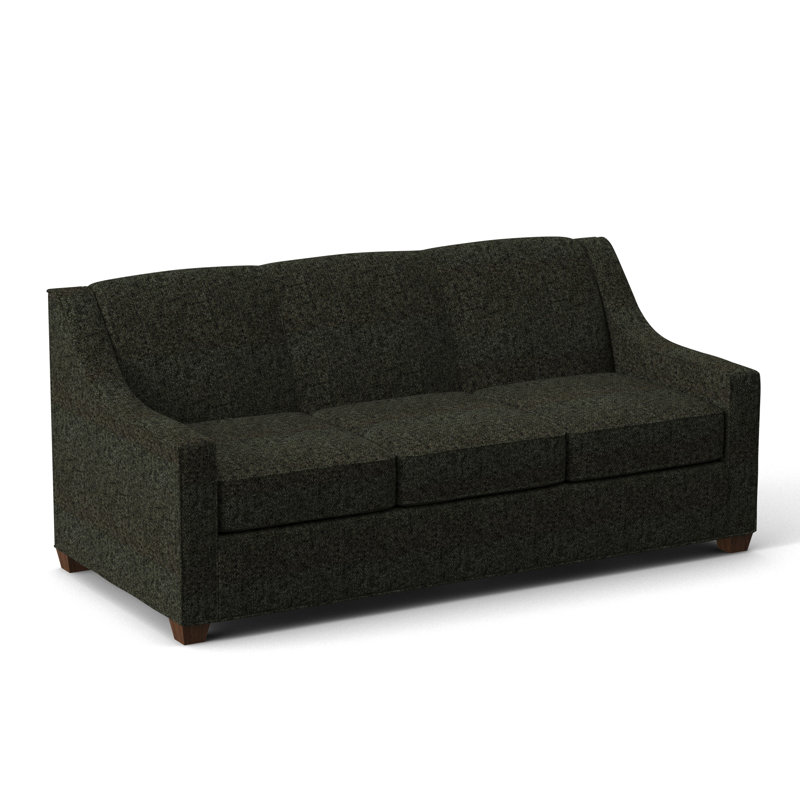 Phillips Square Arm Sofa with Reversible Cushions, Dorset Charcoal, 34.5" H x 76" W x 36" D, Montana Walnut