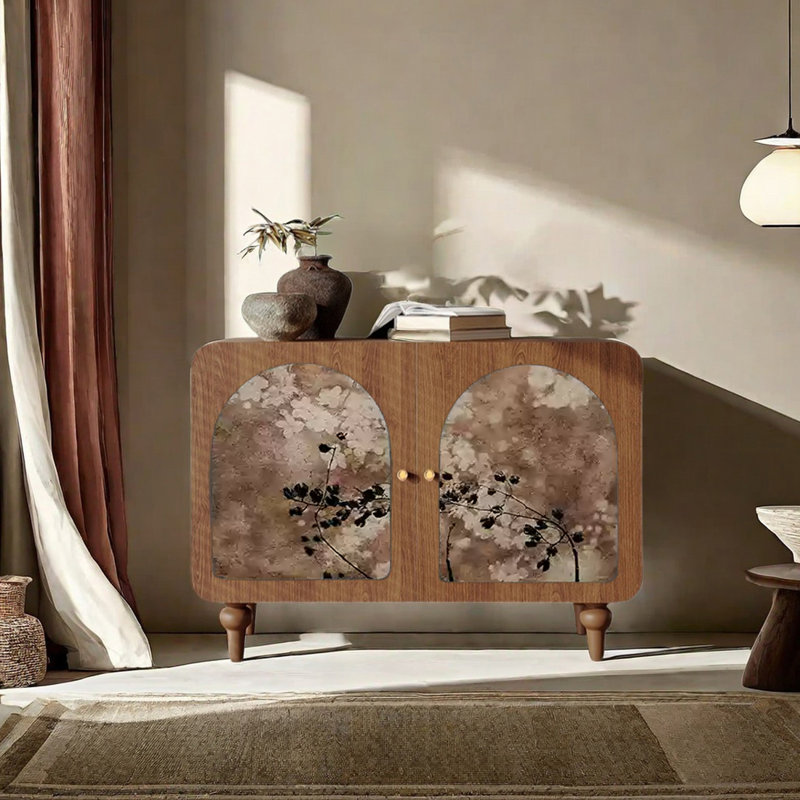 Armoire d'appoint moderne en bois massif de style français, Noyer clair