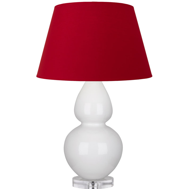 Double Gourd Ceramic Table Lamp, Cobalt Glazed/Silver, Red
