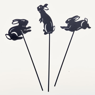 Bunnies en fer de 4 po sur poteau floral 10 po ou jardin