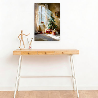 Cozy Christmas Morning Peaceful Traditional Abstract Christmas Tree Winter Landscape Wall Art Print 1 Piece Wrapped Canvas Wall Art
