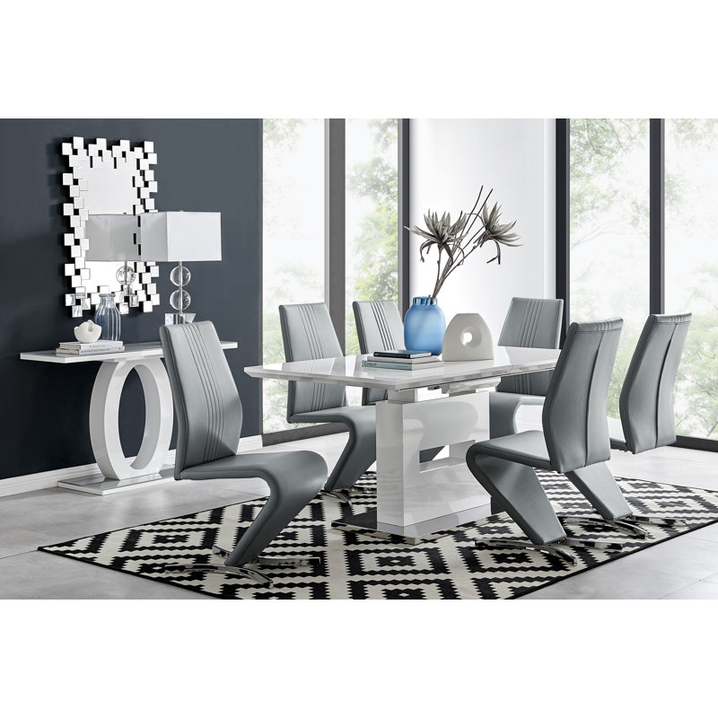 Eubanks Dining Set with 6 Chairs, Grey