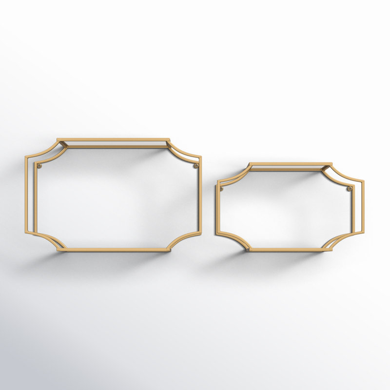 Brionna 2-Piece Accent Shelf, Gold, 12" H x 18" W x 6" D