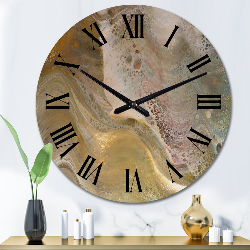 Horloge murale moderne en marbre brun et gris, Grand