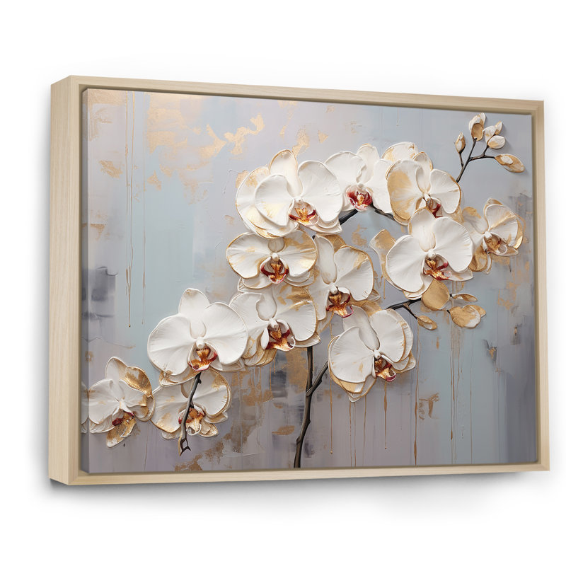 «Beige et or», reproduction d'or sur toile IV, Cadre naturel flottant, 34" H x 44" W