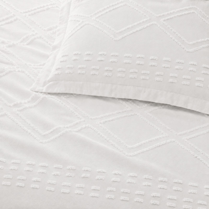  Parure de lit prélavée en jacquard ultra doux à clips Swift Home, Couette grand + 2 taies décoratives standard, Blanc
