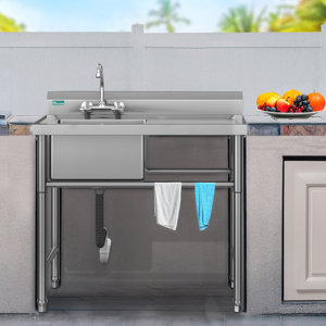 39.3'' L x 23.6'' W Silver Free Standing Laundry Sink