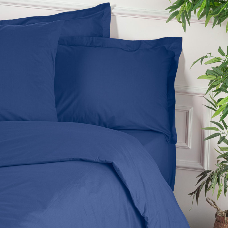 High-Quality Ranforce Quilt Cover, Dark Blue, 61 x 87 | 100% Cotton, 155 Thread Count, Button Closure | Machine Washable at 86°F | Perfect for Cozy Bedrooms, Soft and Durable Design