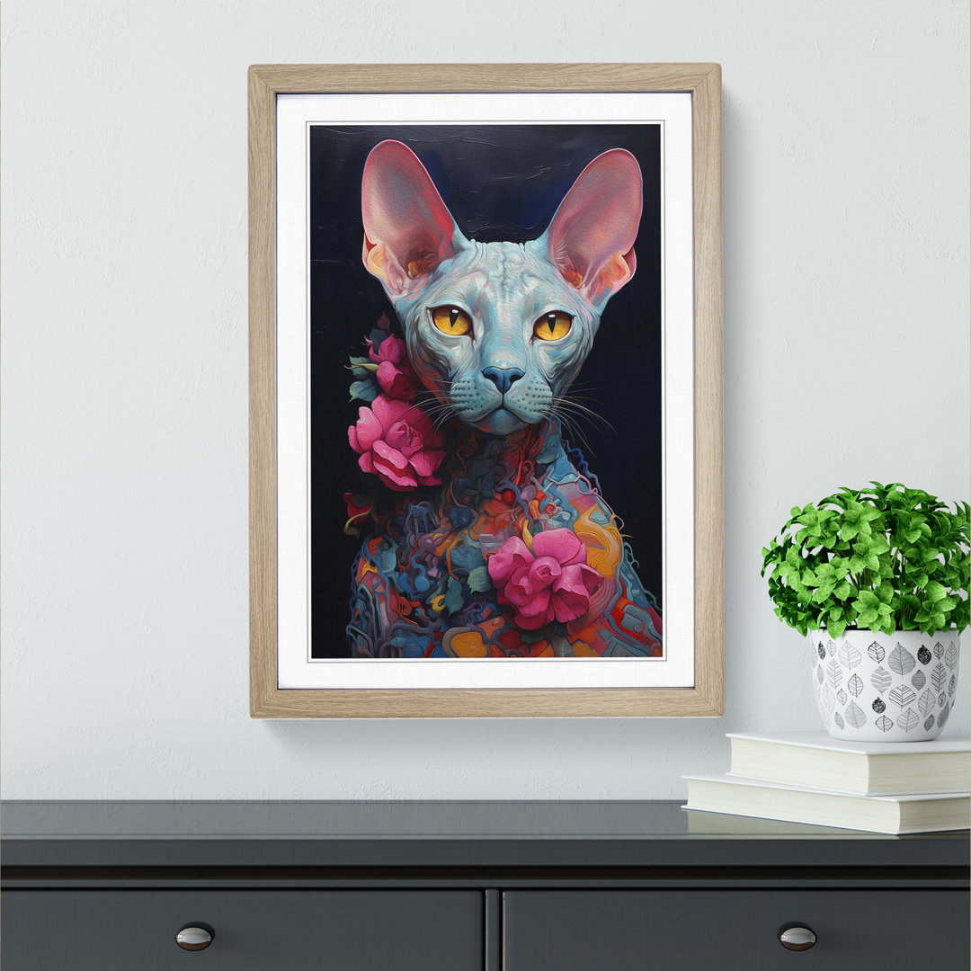 Sphynx Cat Contemporary - Framed Print
