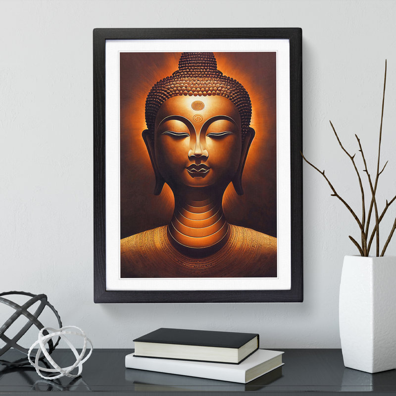A Peaceful Buddha - Wall Art, Black Framed, 66cm H x 48cm W x 2cm D, White