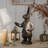 13.19" Garden Bunny Statue Metal Tabletop Lantern