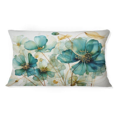 Coussin Teal Green croissance - Abstract Botanicals