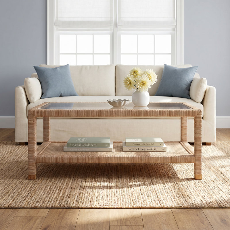 Graham Glass Top Coffee Table, Honey