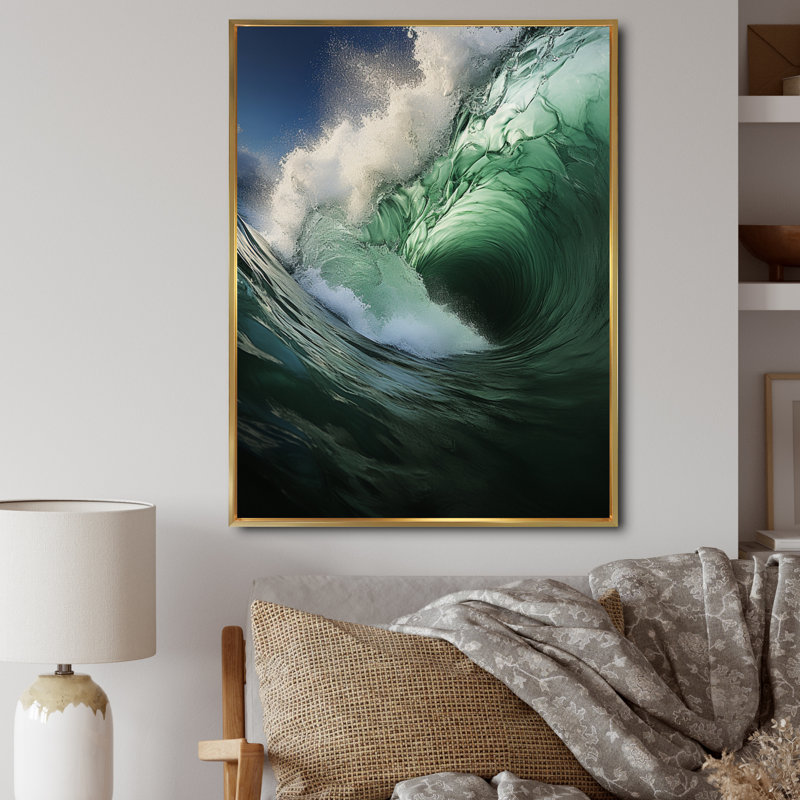 Jaalen Coastal Majestic Waves II, H 20 po x l 12 po x P 1 po, Cadre flottant doré