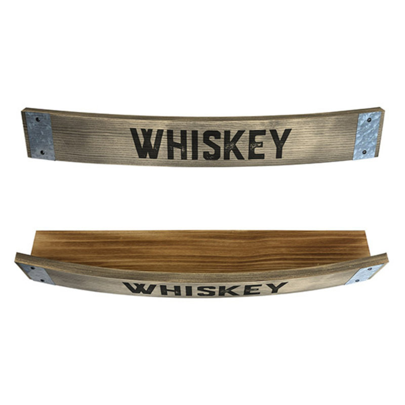 Whiskey Barrel Shelf - Wall Mounted Whiskey Wooden Display Rack, Oak Barrel Shelves - Whiskey Gifts for Men