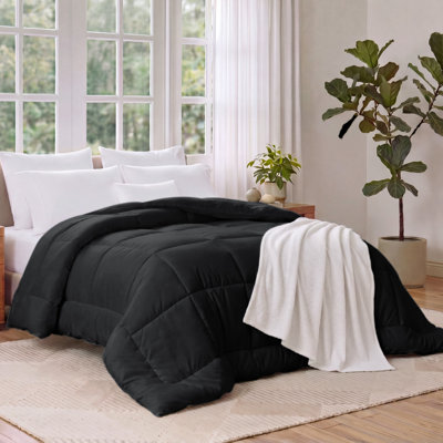 Bedsure Twin Box-Stitch Down Alternative Duvet Insert – Black , All-Season Comforter
