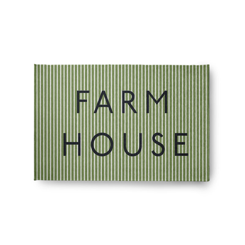 Tapis intérieur / extérieur en chenille tissé à la main Tal en vert / noir, Rectangle 2 pi x 3 pi