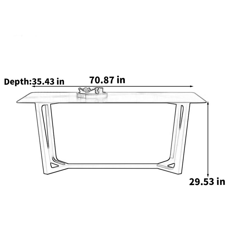 Table de rock rectangulaire nordique italienne minimaliste italienne, 29.53"H x 70.87"L x 35.43"W