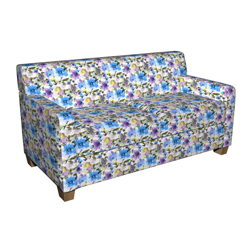 Tissu à imprimé floral, Bleu / Mauve