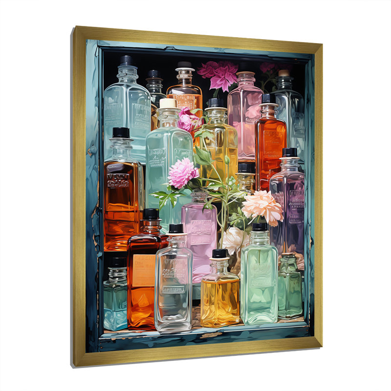 Toilette Elixir Of Beauty I - impression sur toile tendance, H 44 po x l 34 po x P 1,5 po, Encadrement doré