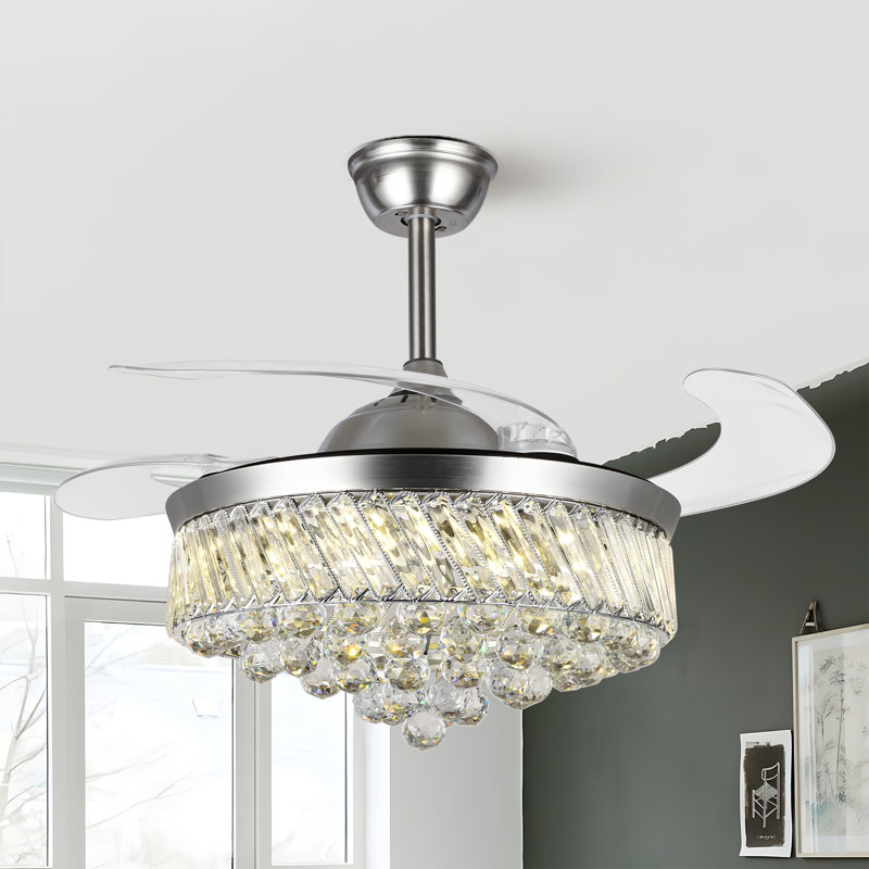 Daukas 42'' Ceiling Fan with LED Lights, Silver