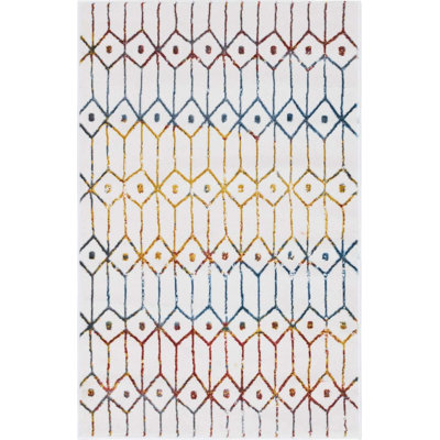 Tapis contemporain Clidy de couleur multicolore