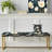 Ivory Coastal Serene Floral Pattern - Floral Upholstered Gold Bench-130462166