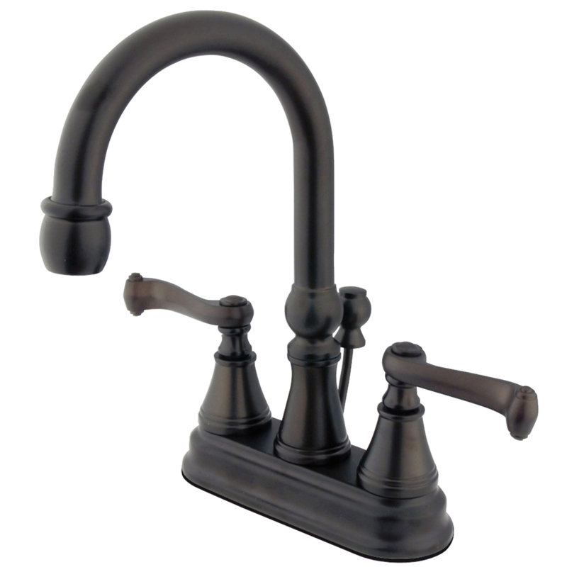 Kingston Brass Royale Two-Handle 3-Hole Deck Mount 4" Centerset Bathroom Faucet with Brass Pop-Up, Oil Rubbed Bronze