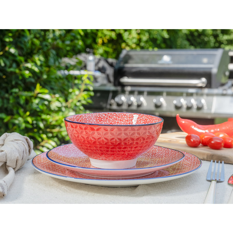 Mediterranean Piece Stoneware Dinnerware Set - Service for 4, White / opaline