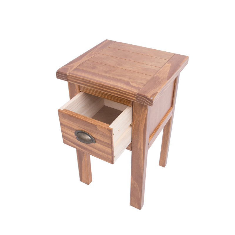 Hindsville 35cm W Solid + Manufactured Wood Bedside Table, Walnut
