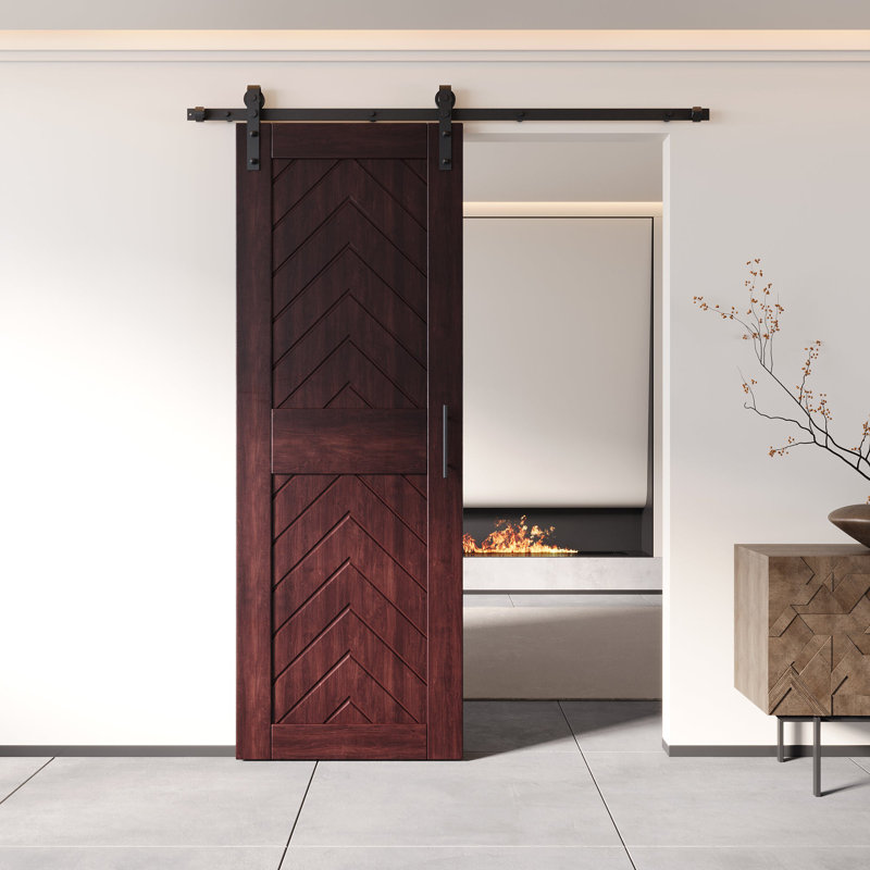 Porte de grange 4-en-1 fini et non assemblée en acajou rouge 26 po x 84 po Homacer par Homacer, 26 po x 84 po