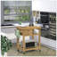 Îlot de cuisine en bambou sur roulettes avec 2 tiroirs et tablettes, solution de rangement durable et mobile