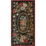 Antique Wool & Cotton Brown Earth Tone Hooked - Loop Pile Rug