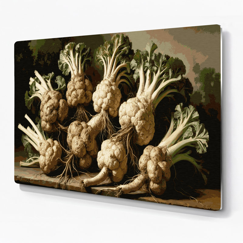 Art mural en métal légumes céleri-rave brun, H 20 po x l 24 po