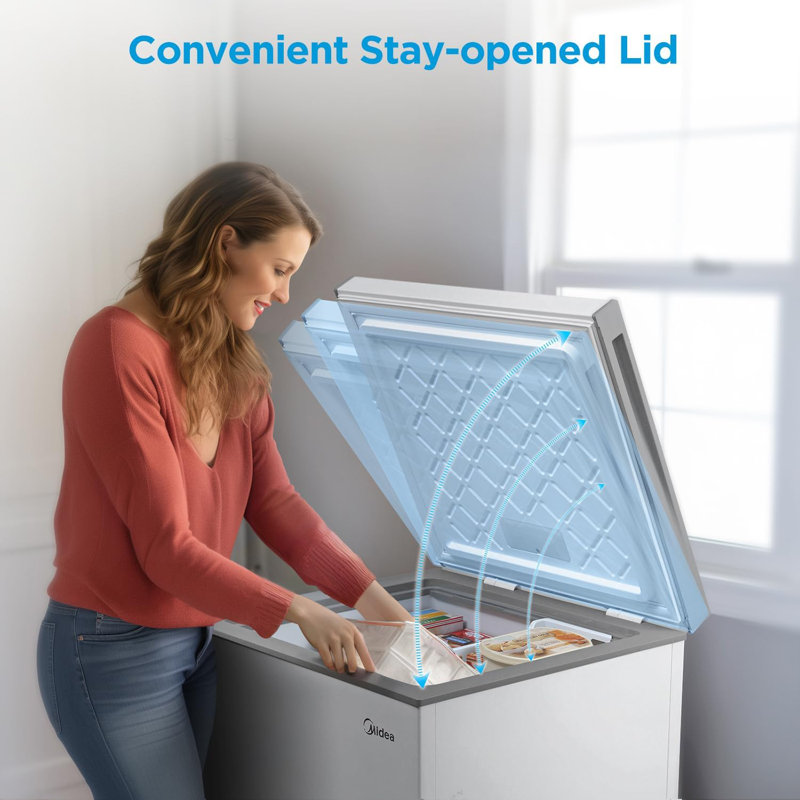 Midea Convertible Chest Freezer, White,  5 Cu Ft