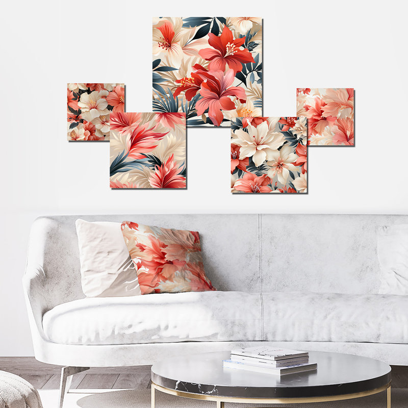 Patoma - Ensemble de 5 décorations murales florales