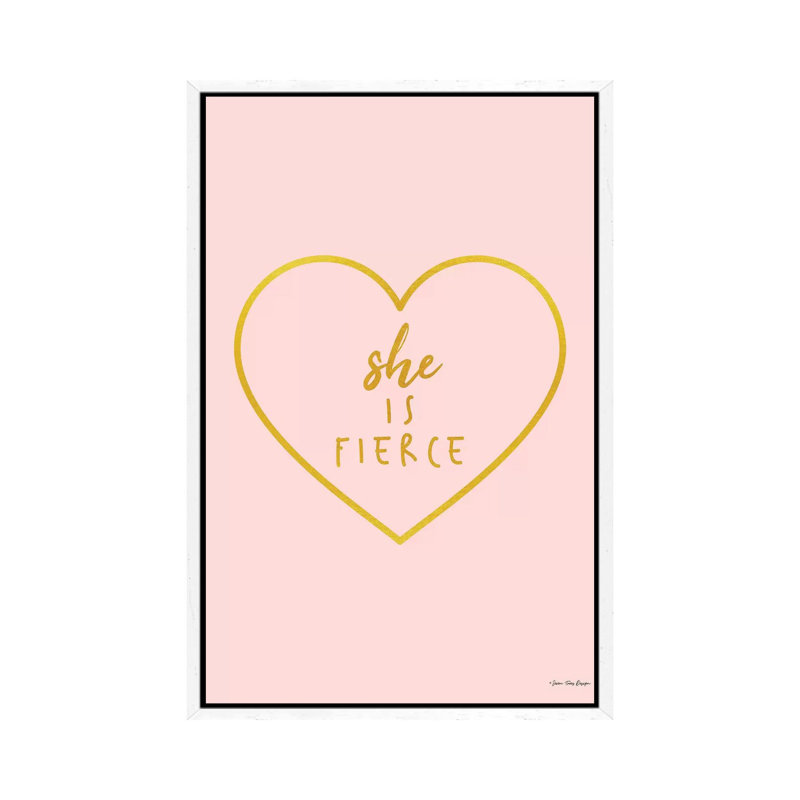 She Is Fierce - Print on Canvas, White Floater Framed, 66.04cm H x 45.72cm W x 3.81cm D