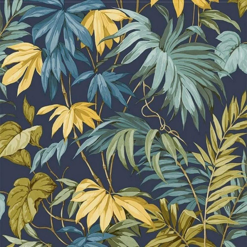Life Liane Tropicale 10.05m x 53cm Textured Matte Wallpaper Roll, Navy