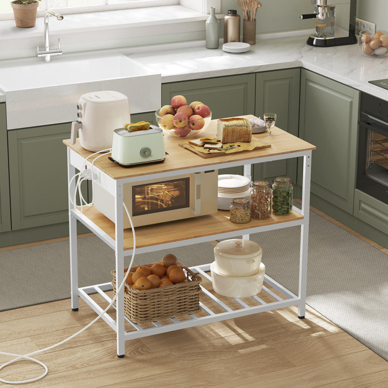 Kitchen Island, Oak/White