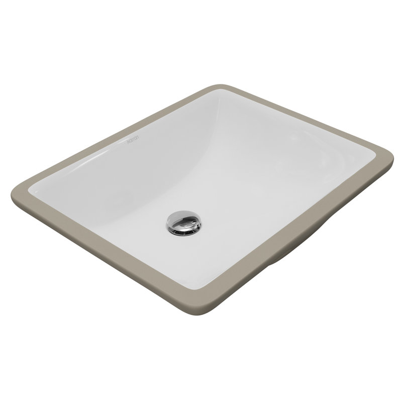 Lavabo de salle de bain rectangulaire encastré en porcelaine vitrifiée blanc Karran Valera